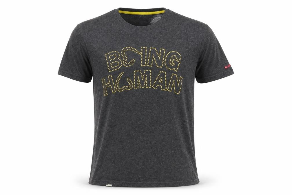 Being Casual Being Human Men's Grey Studded Logo Crew Neck T-Shirt Size M
