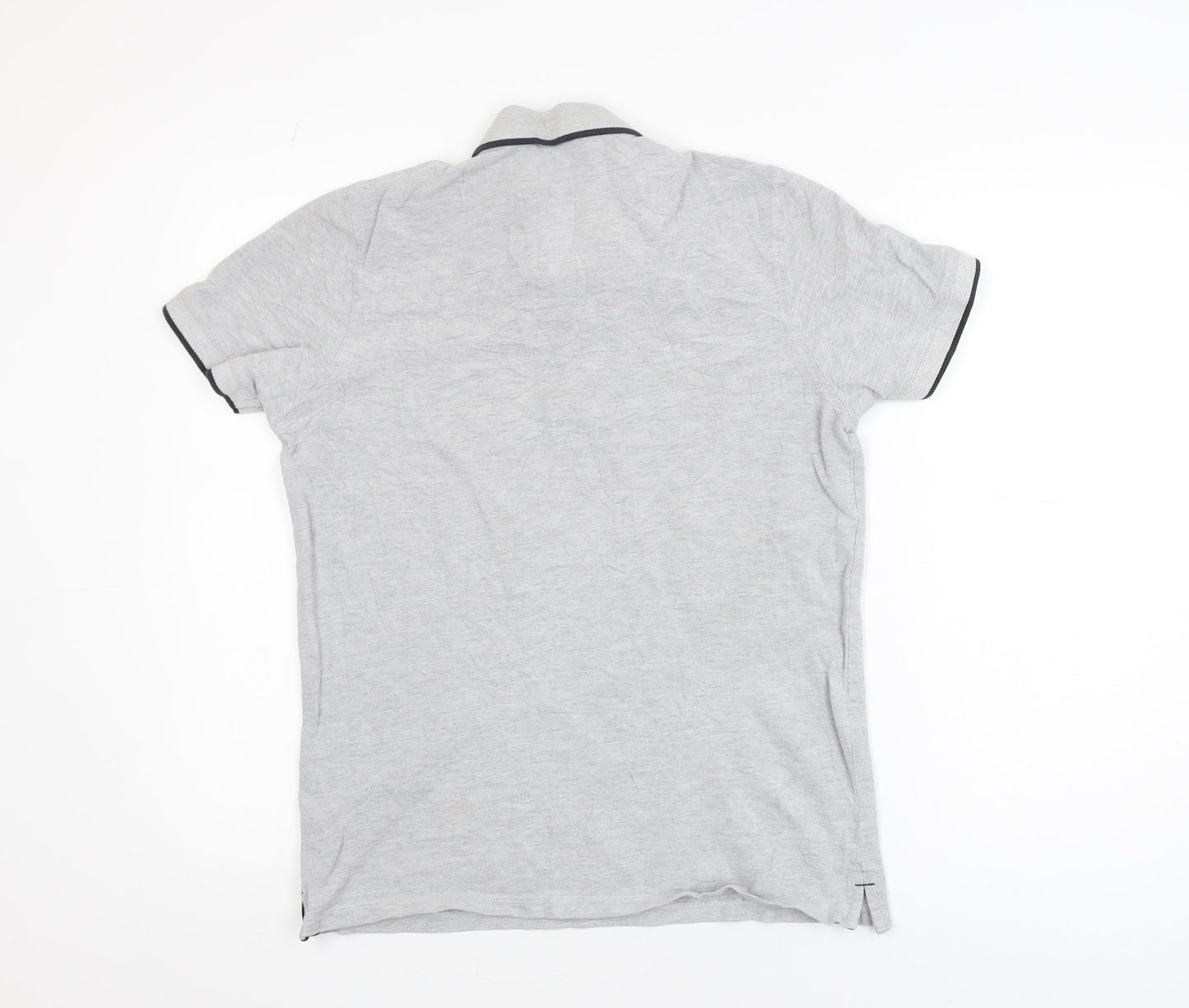 Jack & Jones Mens Grey Short Sleeve Cotton Polo Shirt Size L