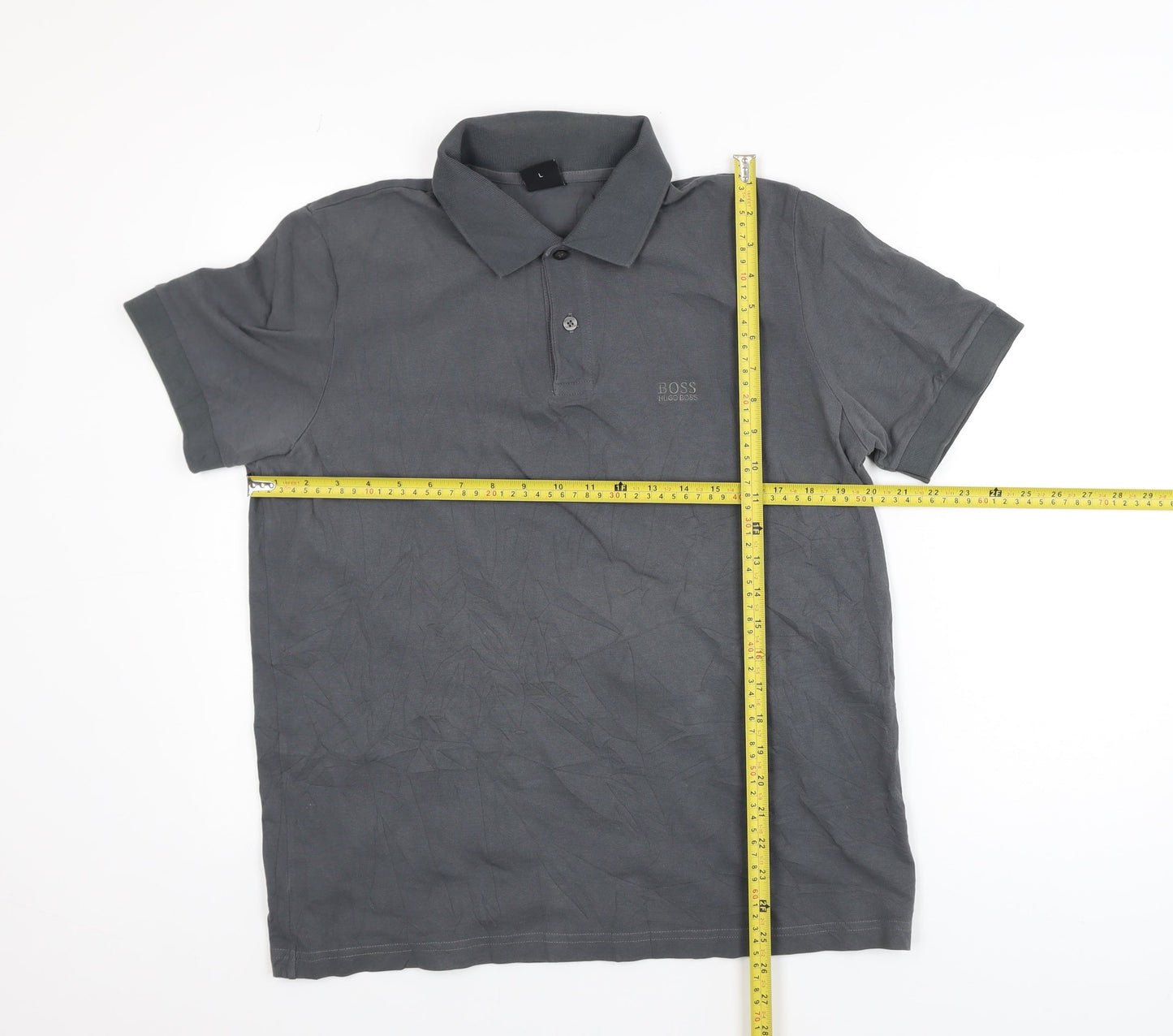 Hugo Boss Men's Grey Classic Fit Short Sleeve Polo Shirt L