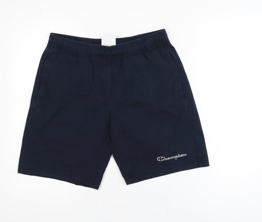 Champion Men's Blue Medium Sweat Shorts with Elastic Waist