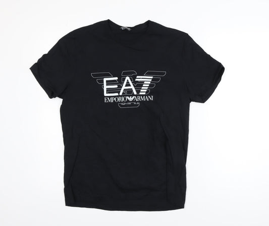 Emporio Armani EA7 Men's Black Cotton Crew Neck T-Shirt Size M