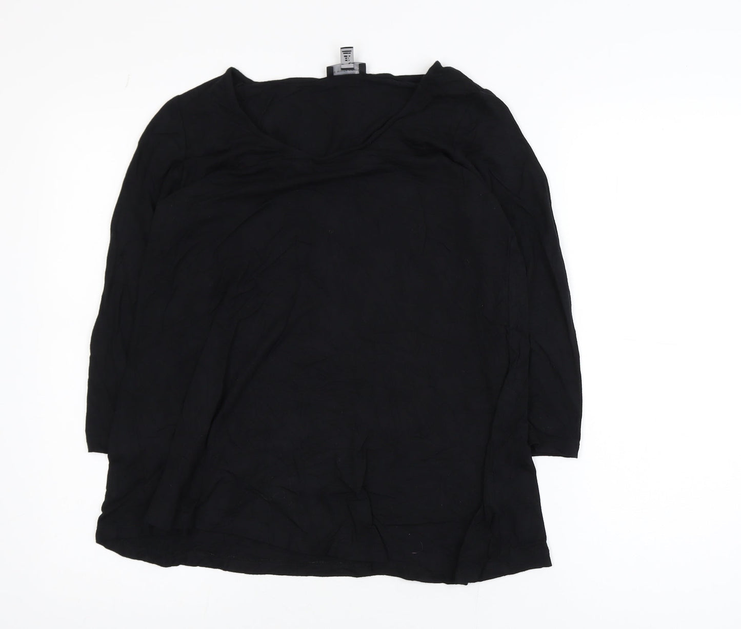 The White Company Women Black Size 8 Basic 3/4 Sleeve Cotton Blouse