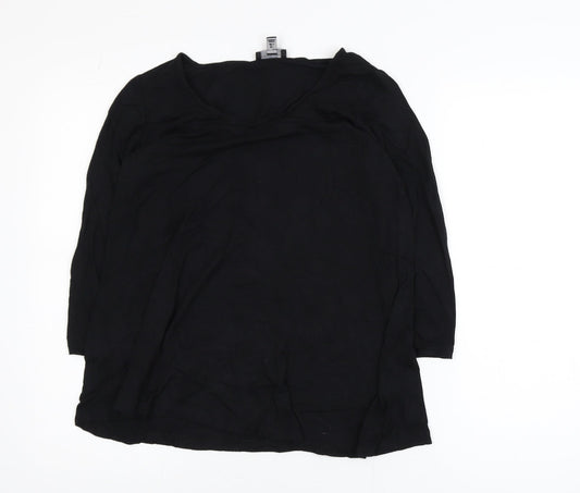 The White Company Women Black Size 8 Basic 3/4 Sleeve Cotton Blouse