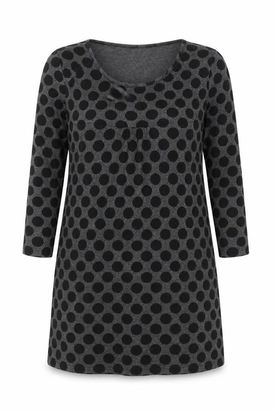 Warehouse Women Grey Polka Dot Shift Dress Size 12 Long Sleeve