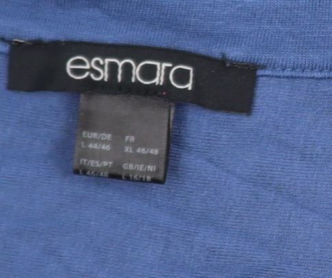 Esmara Women Blue Tunic Blouse Size 16/18 V-Neck 3/4 Sleeve