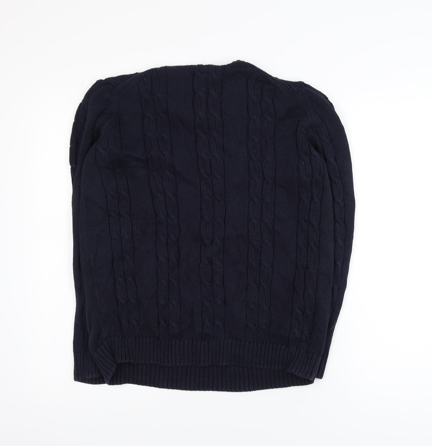 Marks and Spencer Womens Blue Cable-Knit Cotton Jumper UK 12