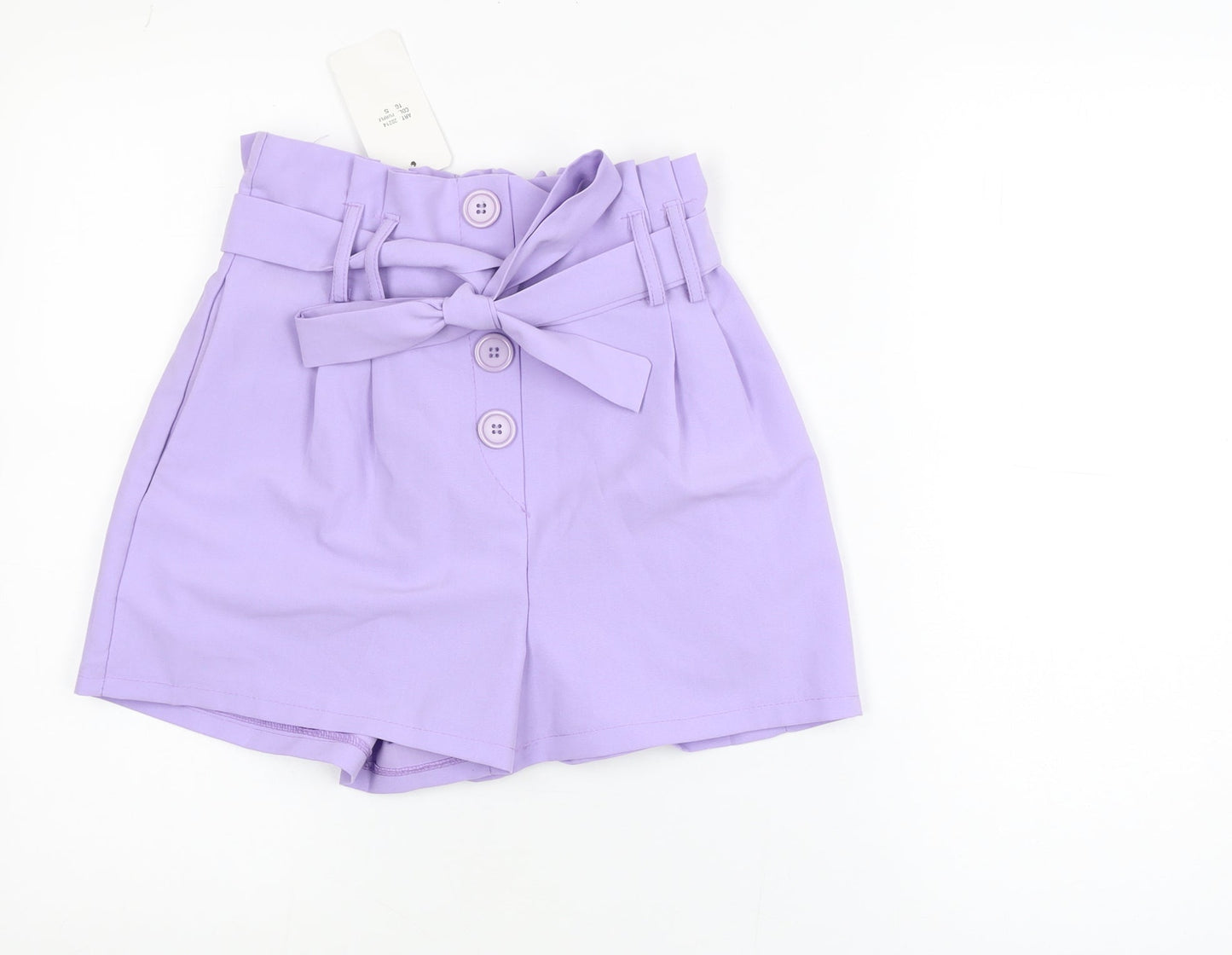 Copperrose Paris Women’s Purple Paperbag Belted Shorts Size S