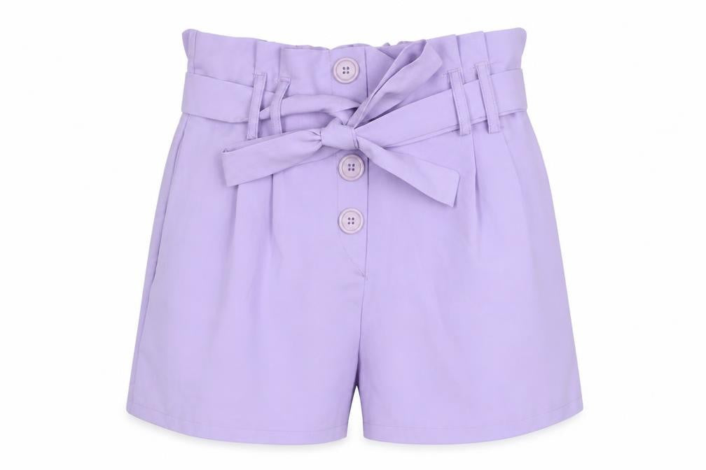 Copperrose Paris Women’s Purple Paperbag Belted Shorts Size S