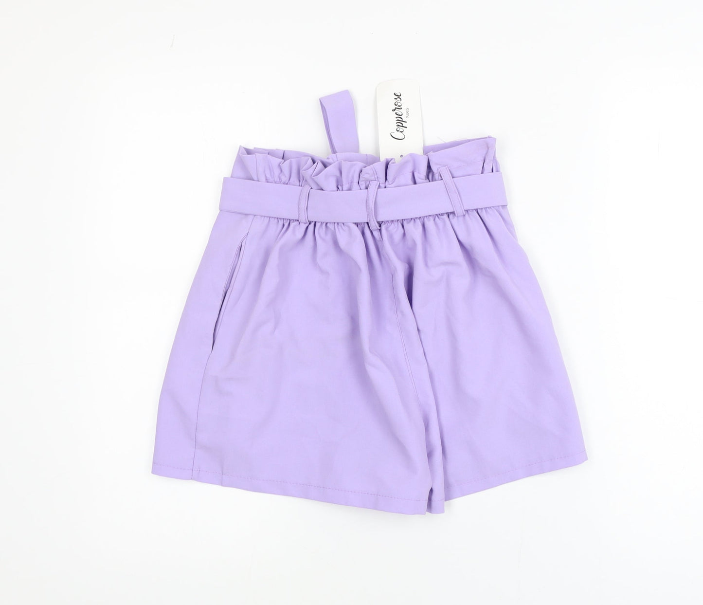Copperrose Paris Women’s Purple Paperbag Belted Shorts Size S