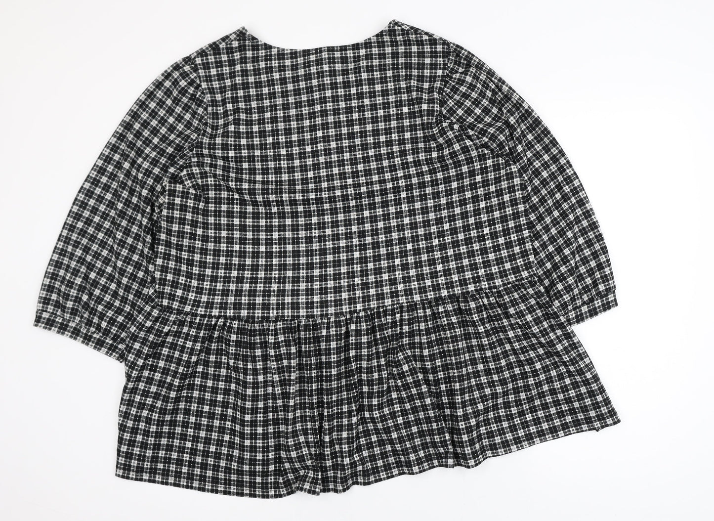 New Look Womens Black Checked Tunic Blouse UK 16