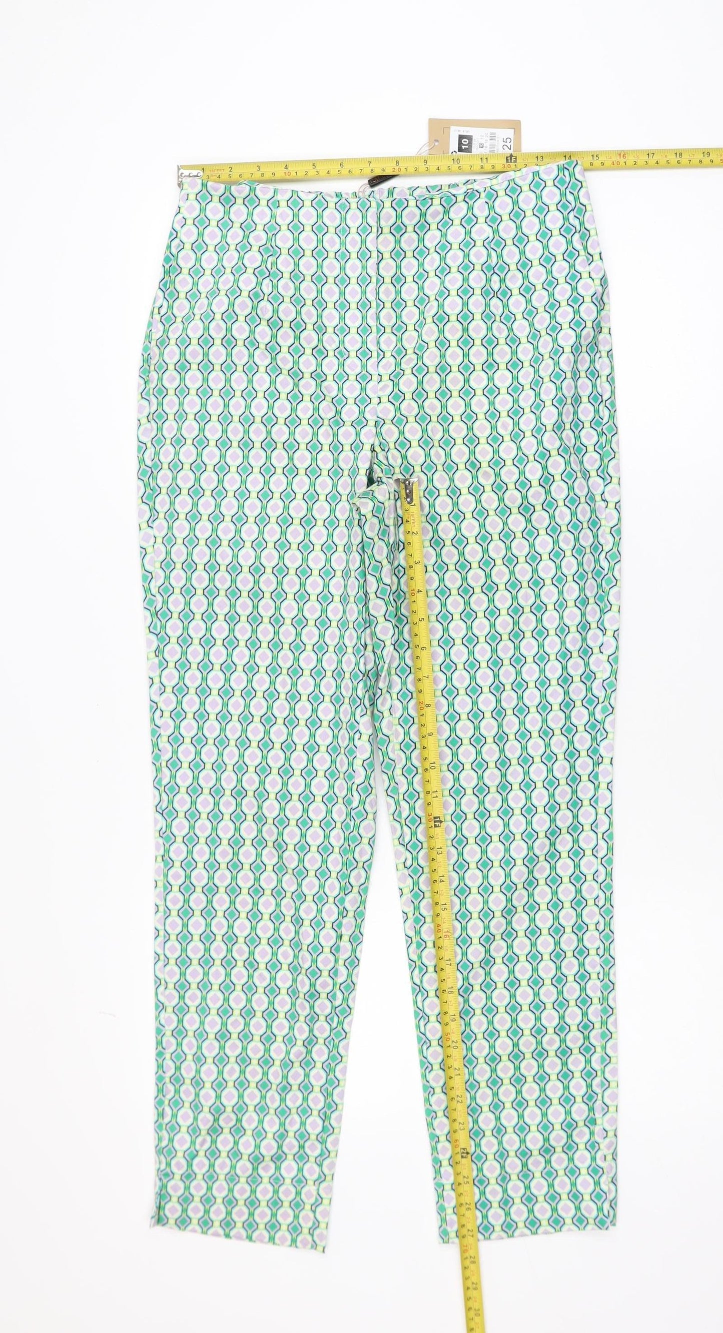 Gallery Womens Multicoloured Geometric Slim Trousers Size 10