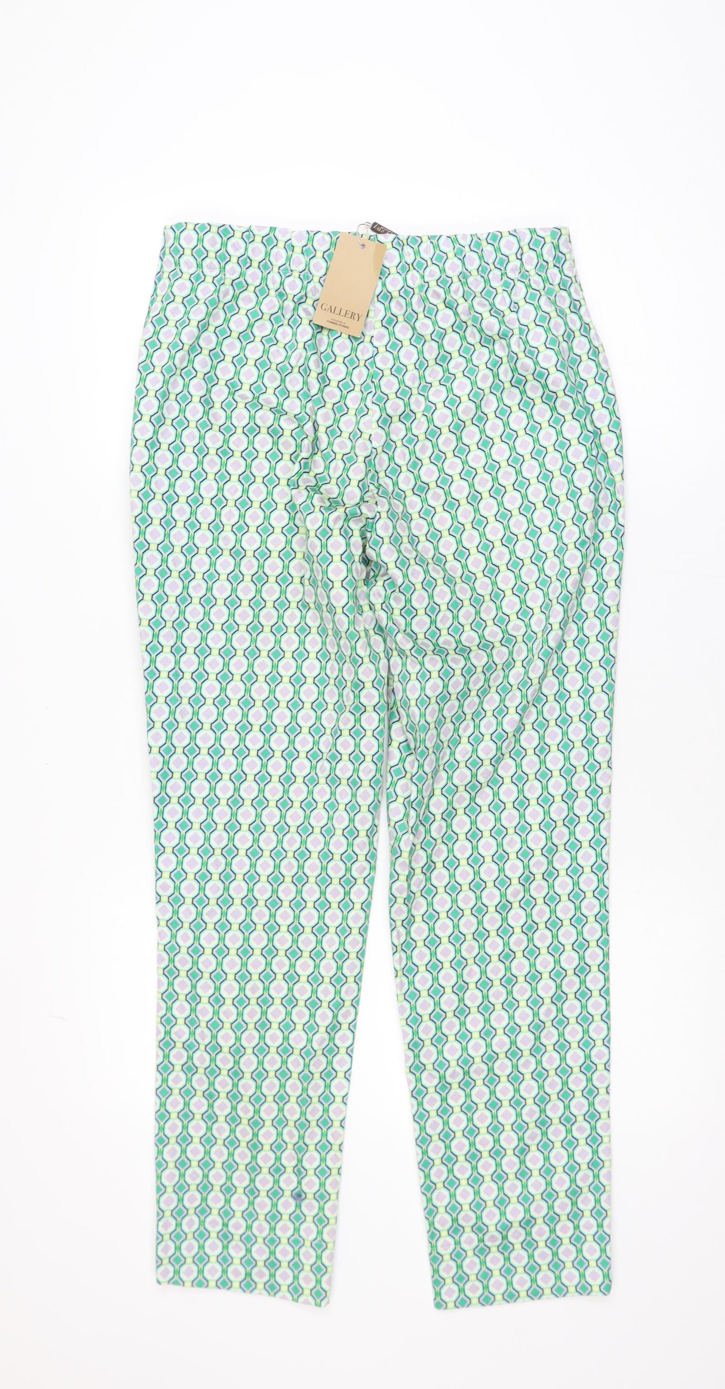 Gallery Womens Multicoloured Geometric Slim Trousers Size 10