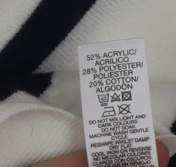 Dunnes Womens White Navy Stripe Short Sleeve Knit Jumper XL
