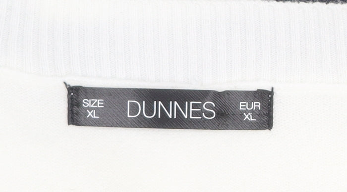 Dunnes Womens White Navy Stripe Short Sleeve Knit Jumper XL