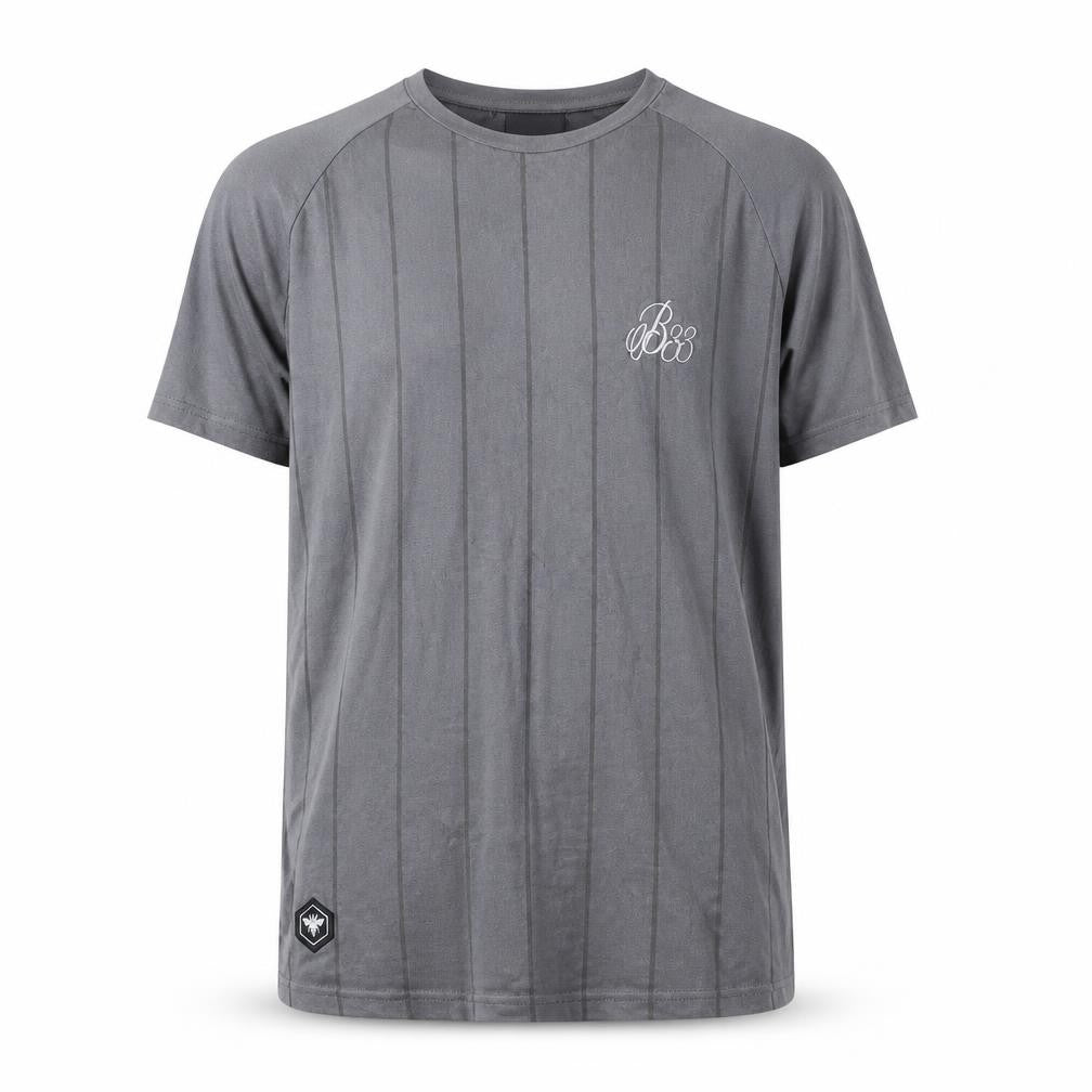 Bee Inspired Men's Grey Slim Fit Pinstripe T-Shirt XS