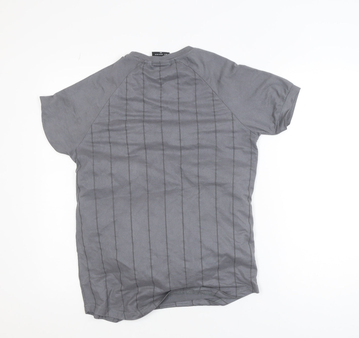 Bee Inspired Men's Grey Slim Fit Pinstripe T-Shirt XS