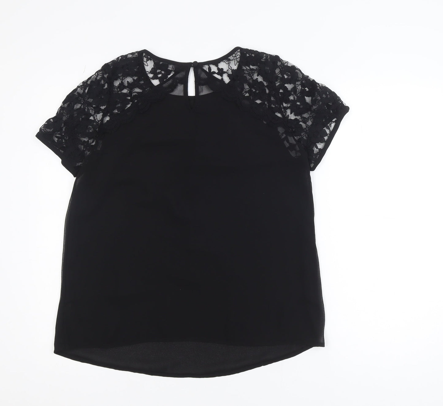 Dorothy Perkins Women's Black Lace Sleeve Tunic Blouse Size 14