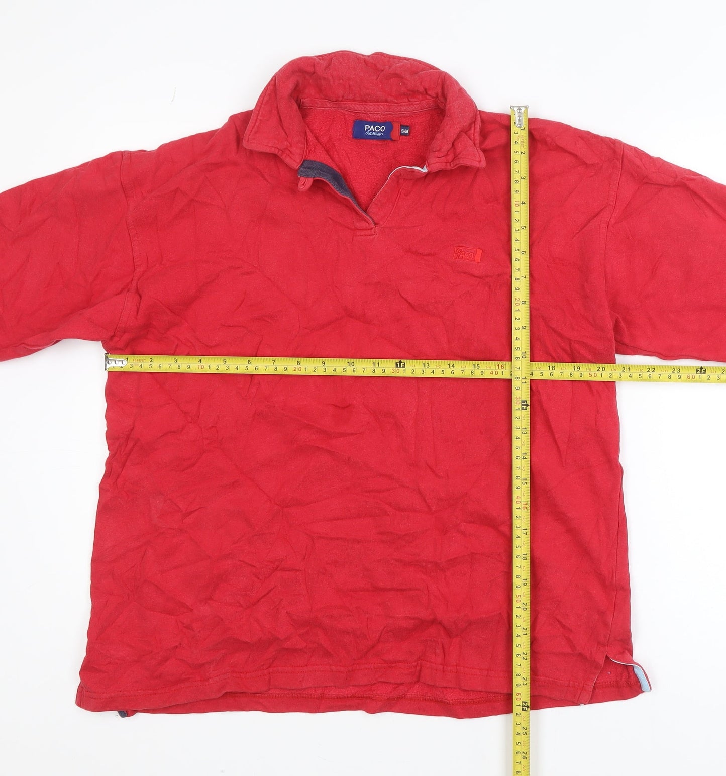 Paco Men’s Red Long Sleeve Cotton Polo Shirt Size S