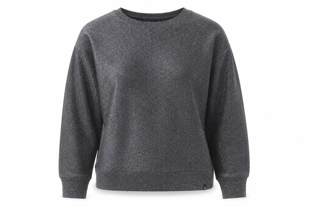 ottod'Ame Women's Grey Glitter Long Sleeve Basic Blouse Size 10