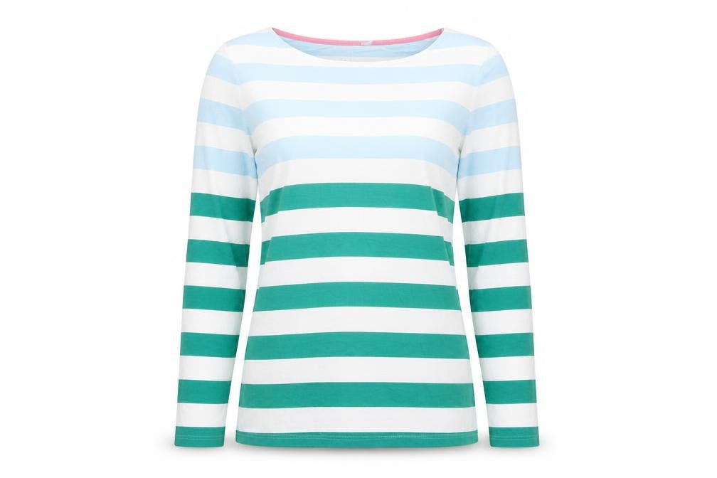 Boden Women's Multicoloured Striped Long Sleeve Cotton T-Shirt UK 8