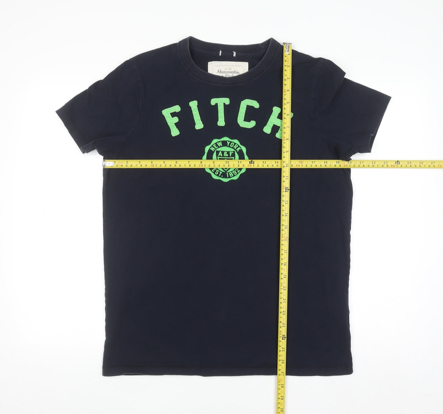 Abercrombie & Fitch Men's Blue 2XL Graphic Crew Neck Cotton T-Shirt