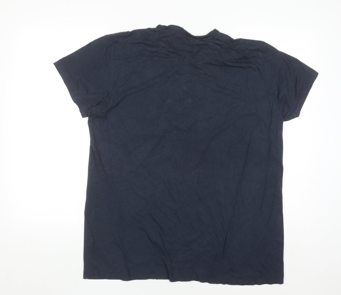 Jockey Men's Navy Blue Henley T-Shirt XL Cotton Short Sleeve