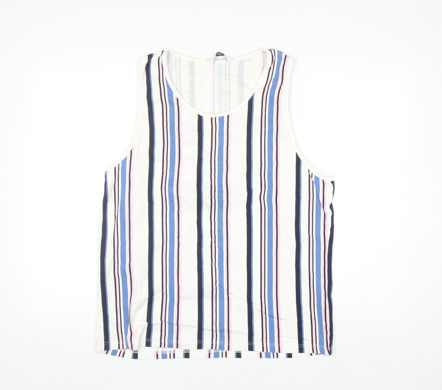 Next Men’s Multicoloured Striped Cotton Sleeveless Regular Fit Top L