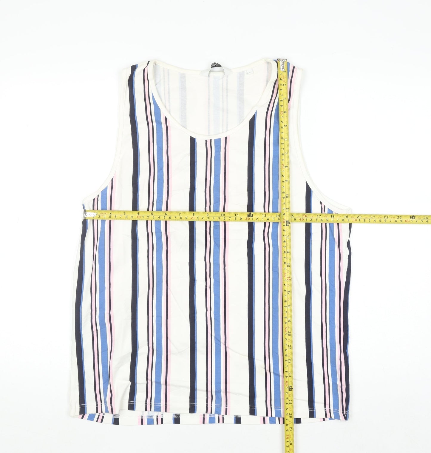 Next Men’s Multicoloured Striped Cotton Sleeveless Regular Fit Top L