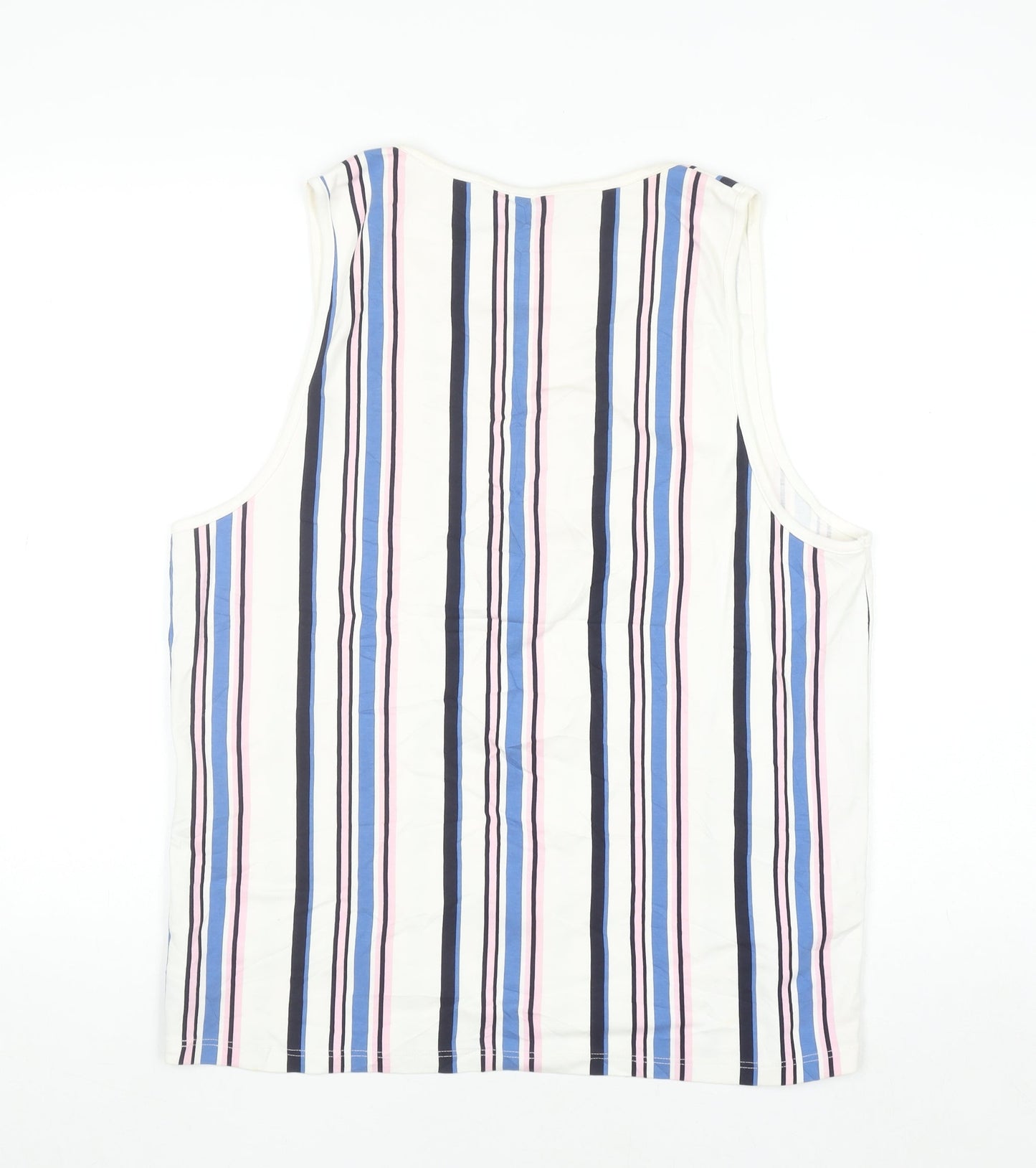 Next Men’s Multicoloured Striped Cotton Sleeveless Regular Fit Top L