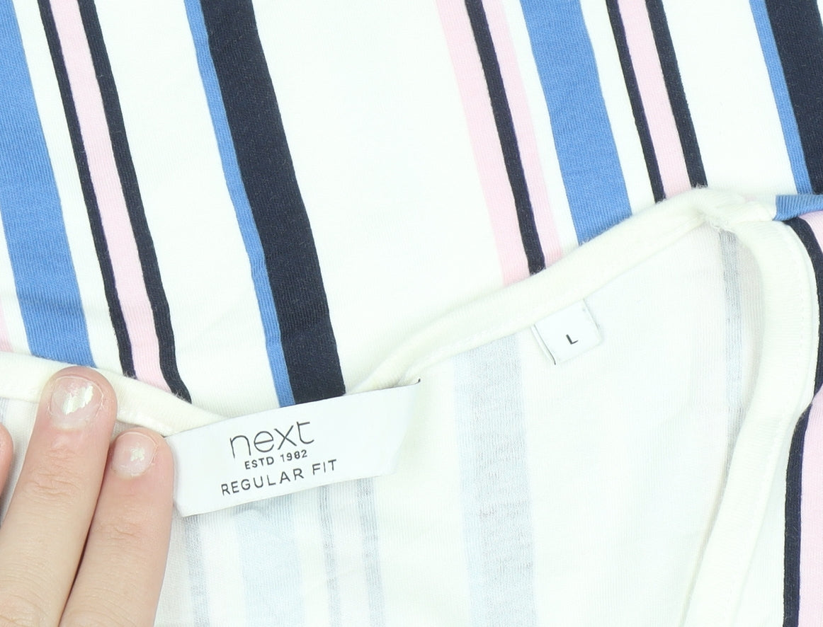 Next Men’s Multicoloured Striped Cotton Sleeveless Regular Fit Top L