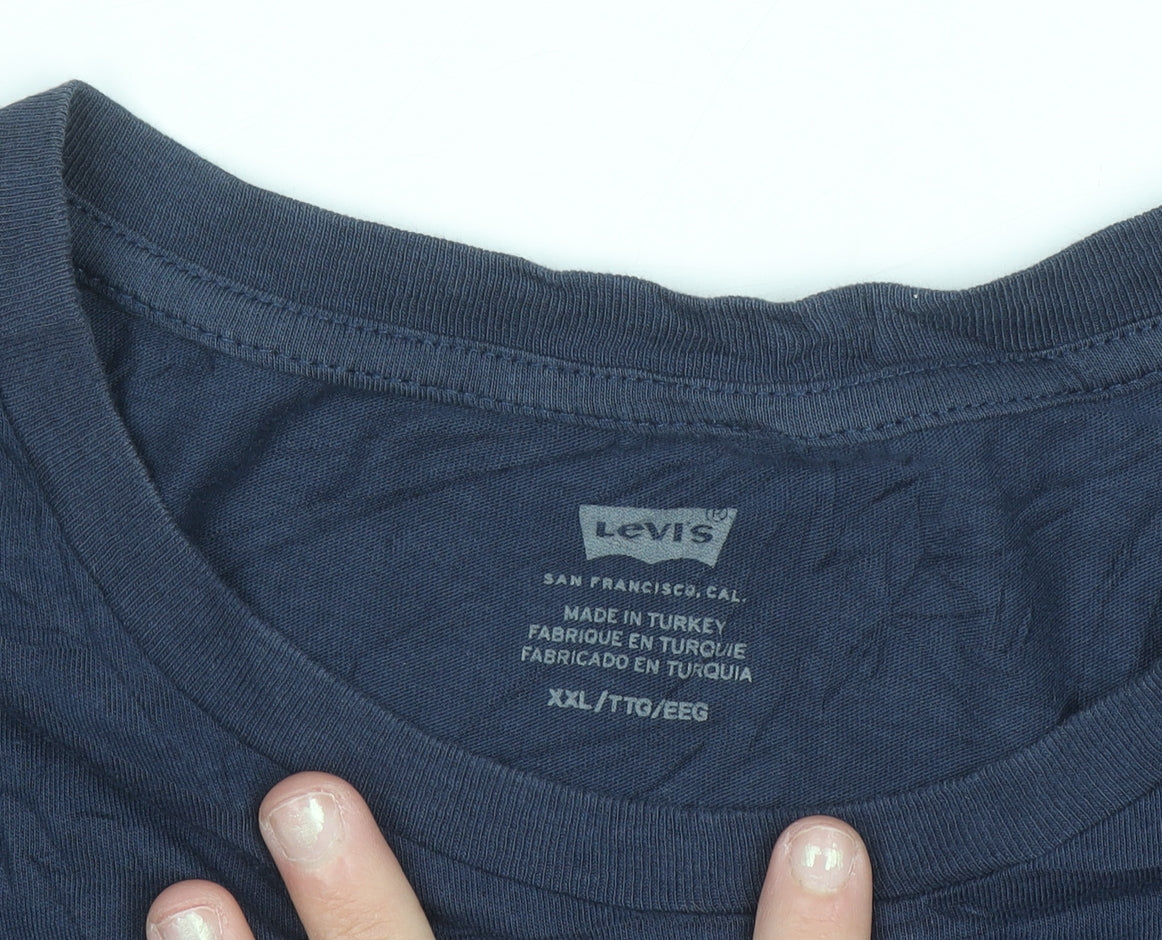 Levi's Men's Blue 2XL Crew Neck Graphic Logo T-Shirt