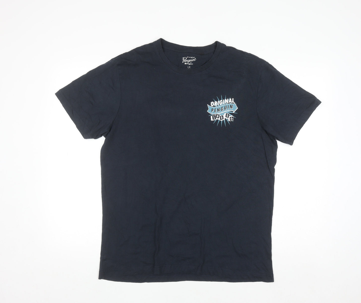 Original Penguin Men's Blue Graphic Logo Crew Neck T-Shirt Size L