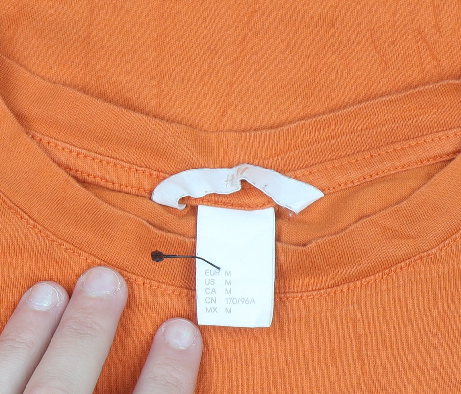 H&M Women’s Orange Embroidered Cotton T-Shirt Size 12