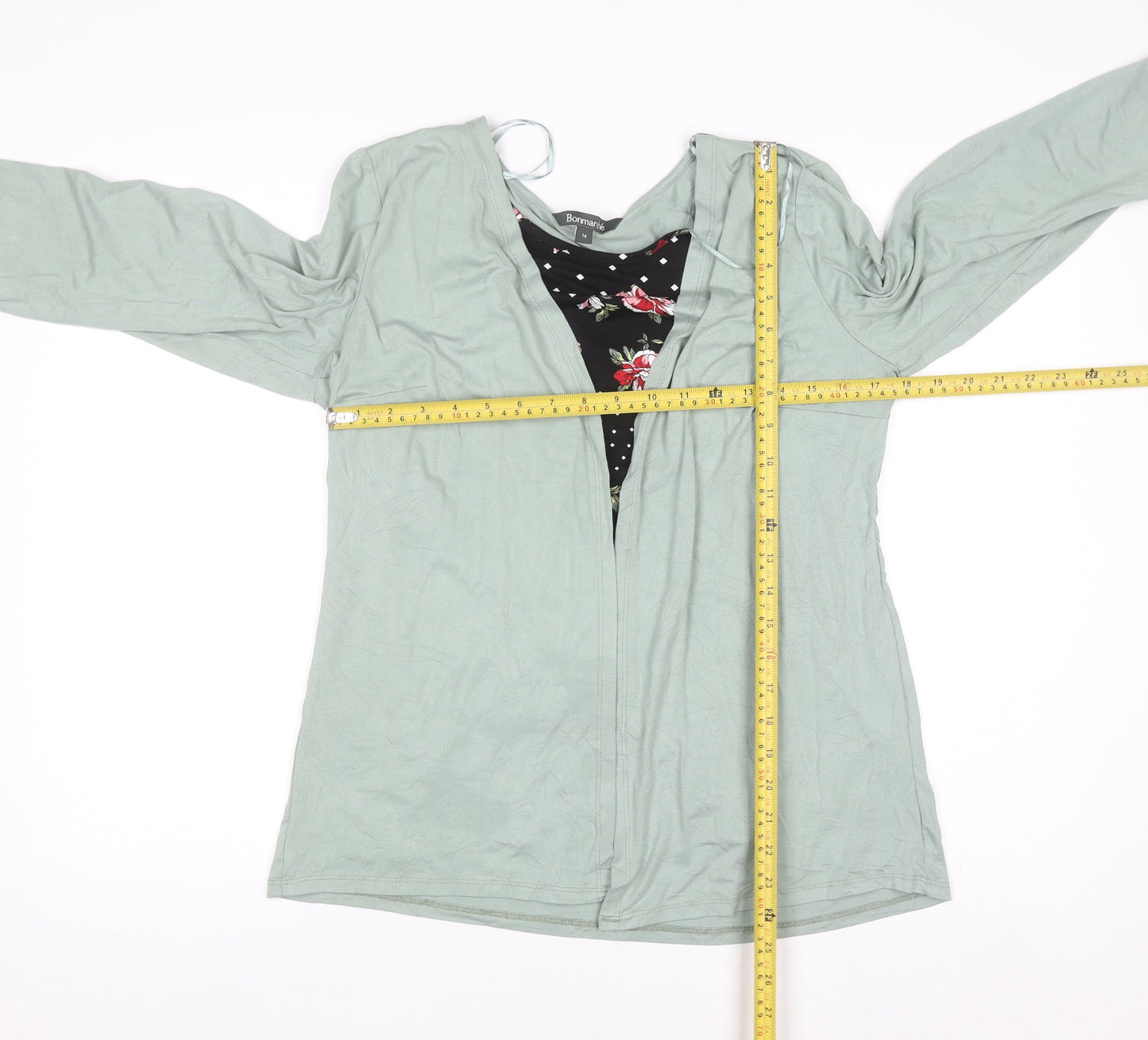 Bonmarché Women’s Green Tunic Top Size 16 Viscose Jersey Long Sleeve