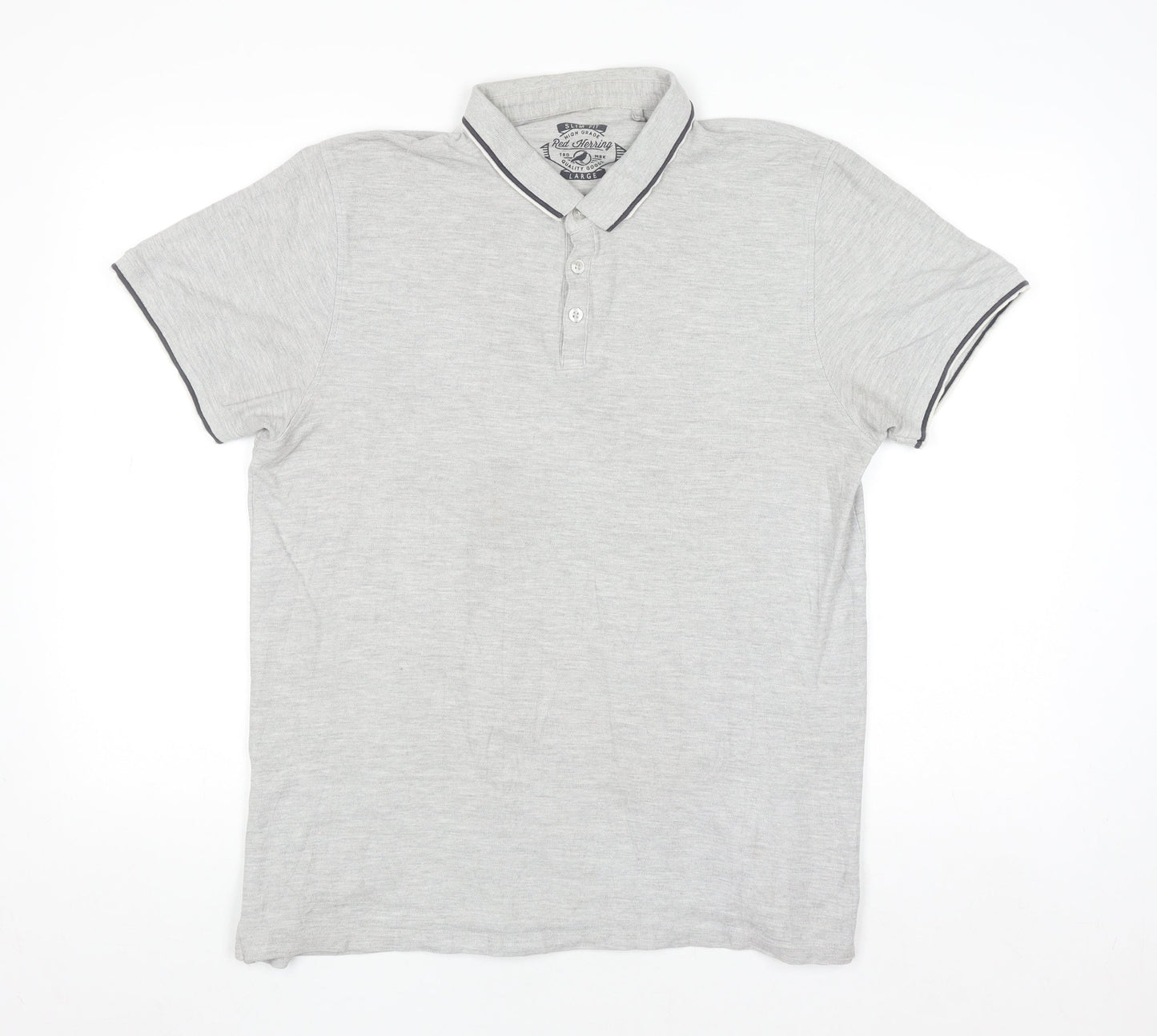 Red Herring Mens Grey Slim Fit Polo Shirt Size L