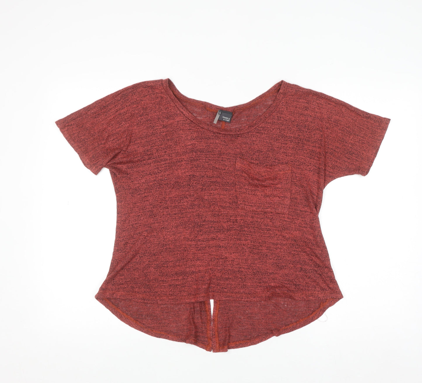 Sparkle & Fade Womens Red Cropped Jersey T-Shirt XS