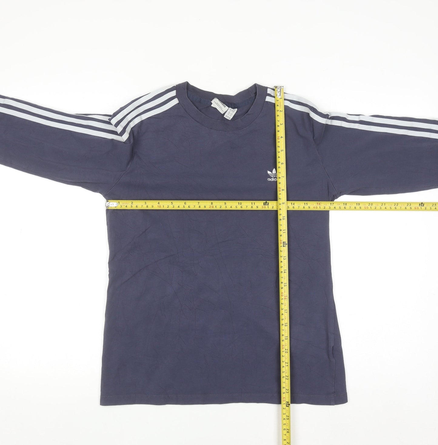 Adidas Women Blue Long Sleeve Crew Neck Cotton T-Shirt Size 14