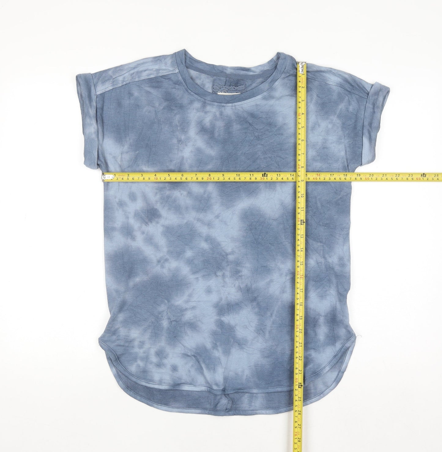 Cupio Women's Blue Tie Dye Short Sleeve Jersey T-Shirt Size S