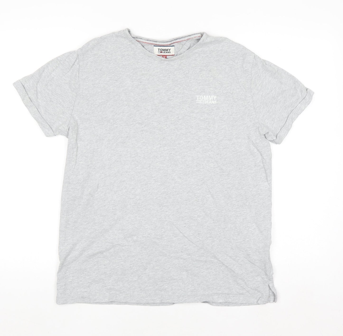 Tommy Jeans Men’s Grey Cotton Crew Neck Short Sleeve T-Shirt S