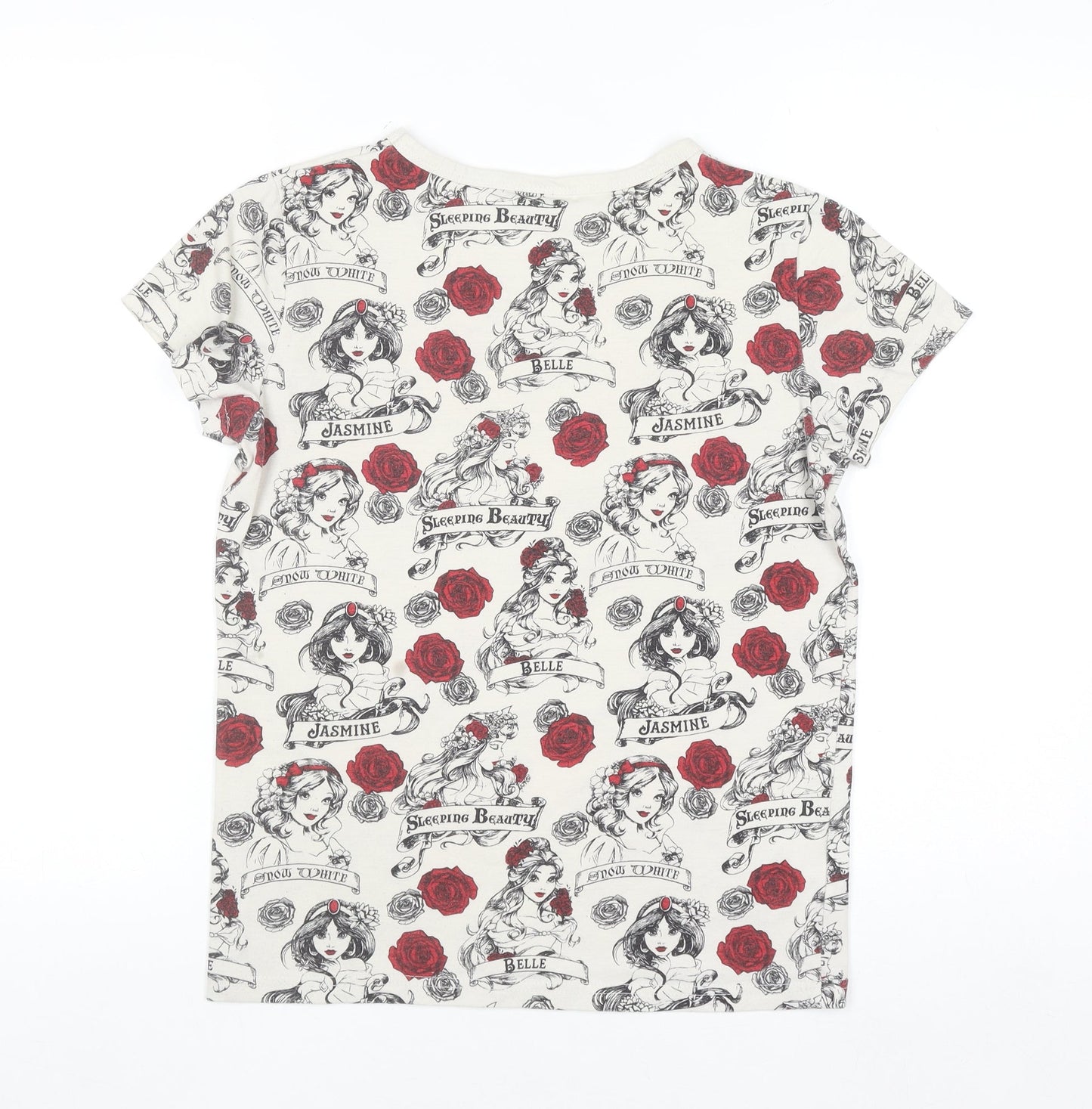 Disney Women’s Ivory Princess Print Short Sleeve T-Shirt Size 8