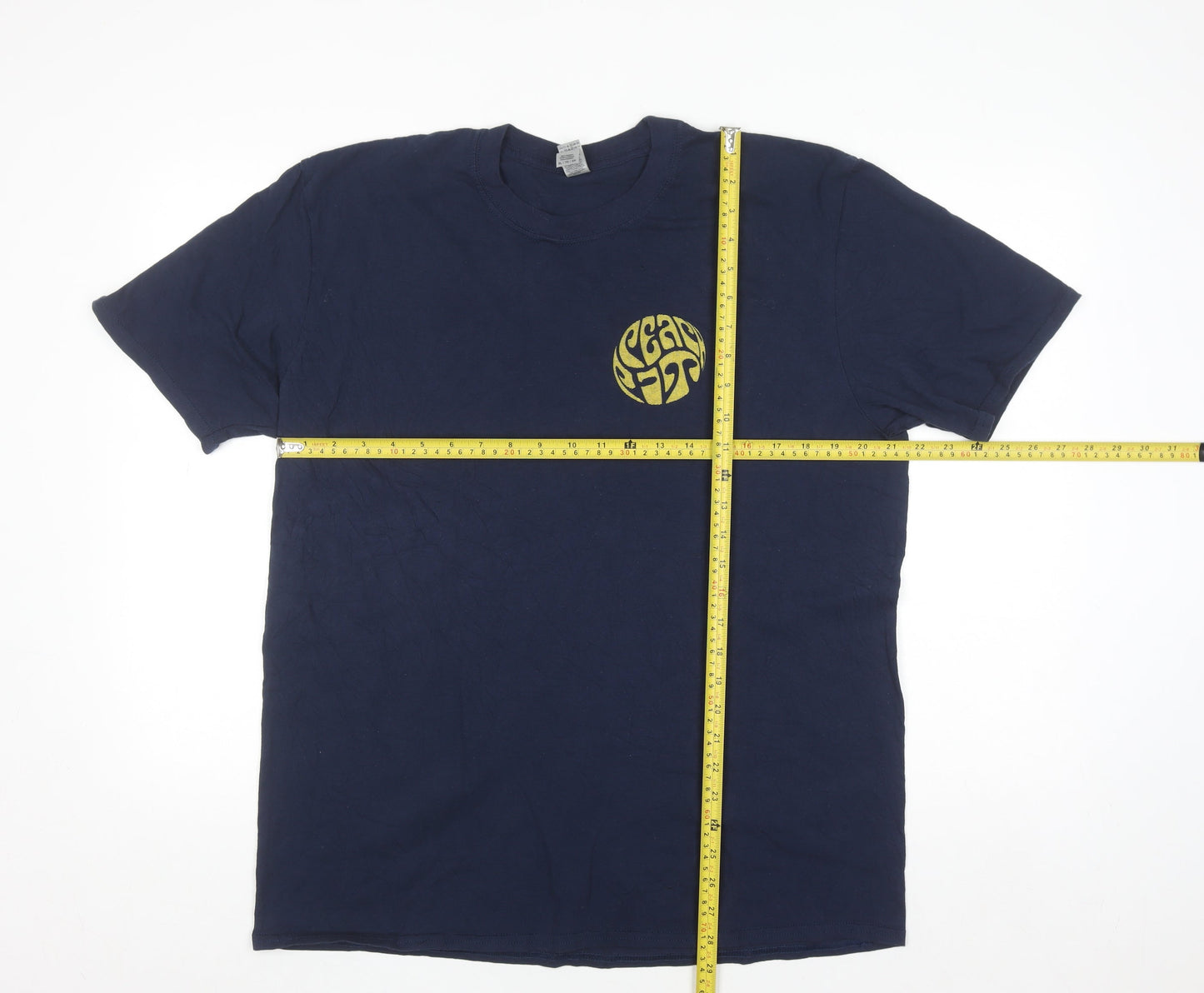 Gildan Mens Blue XL Band Graphic Retro Cotton T-Shirt