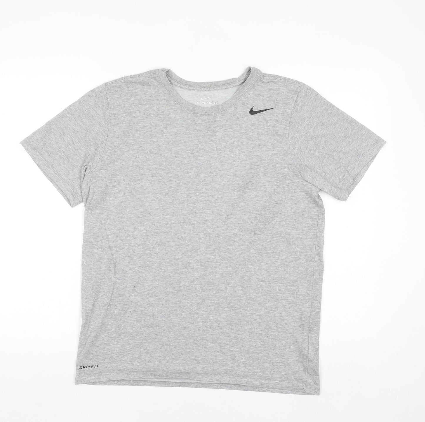Nike Men's Grey Dri-Fit Athletic Short Sleeve Crew Neck T-Shirt M