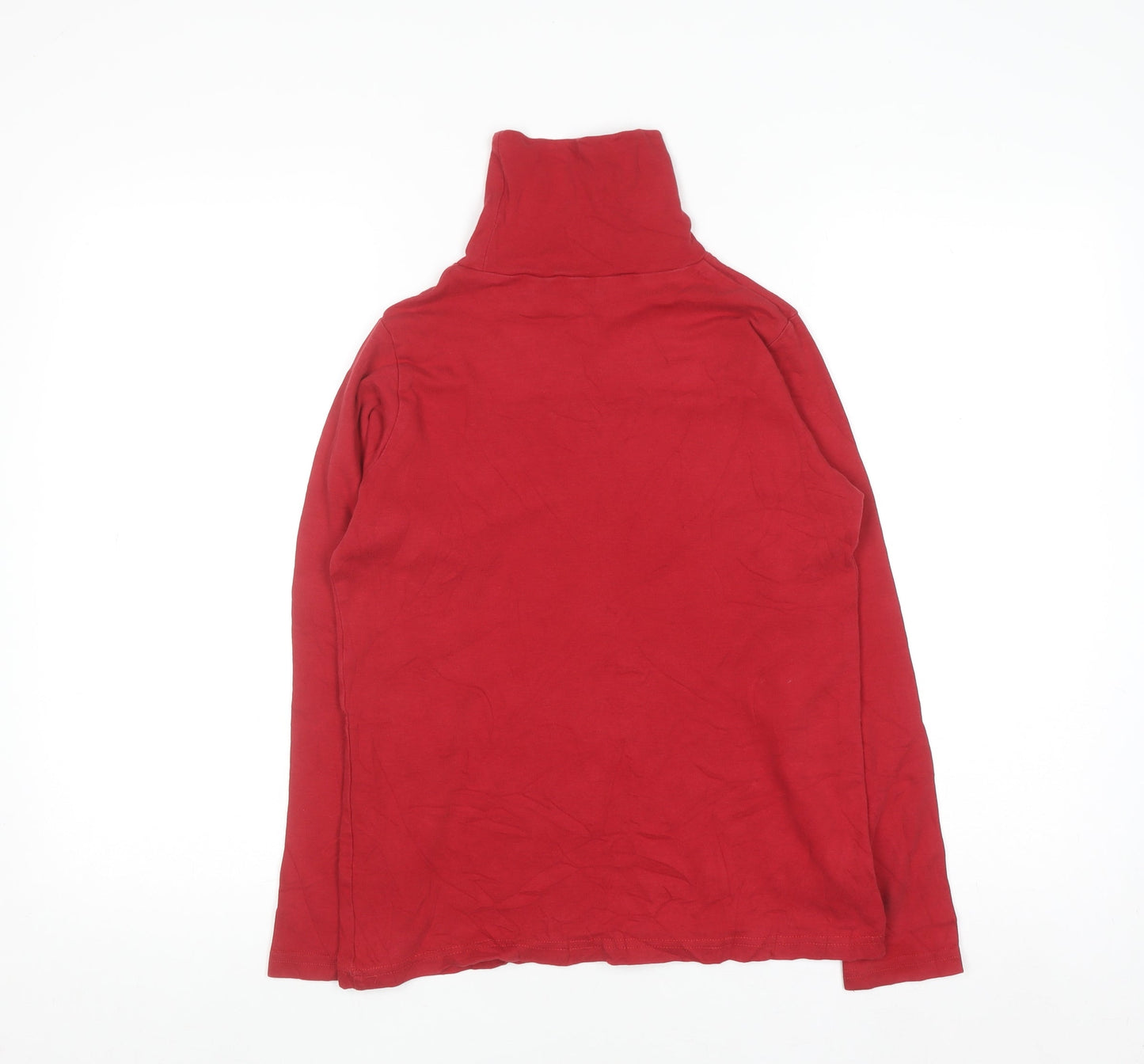 Isle Essentials Women's Red Roll Neck Long Sleeve Cotton Top Size S