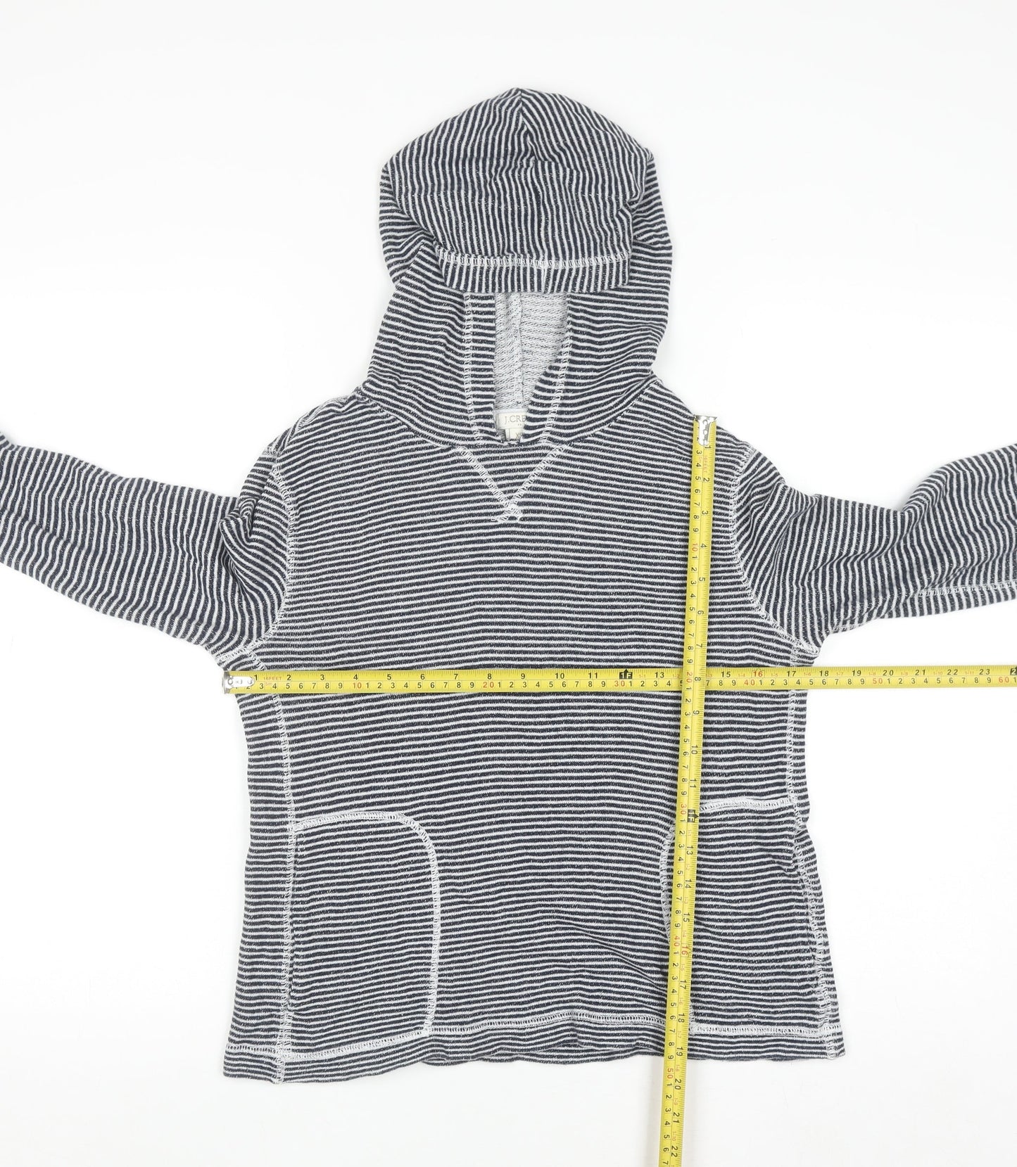 J.Crew Women’s Blue White Striped Cotton Pullover Hoodie XS