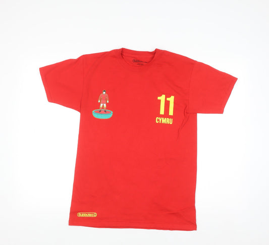 Subbuteo Men's Red Cymru Football Graphic T-Shirt Small Cotton