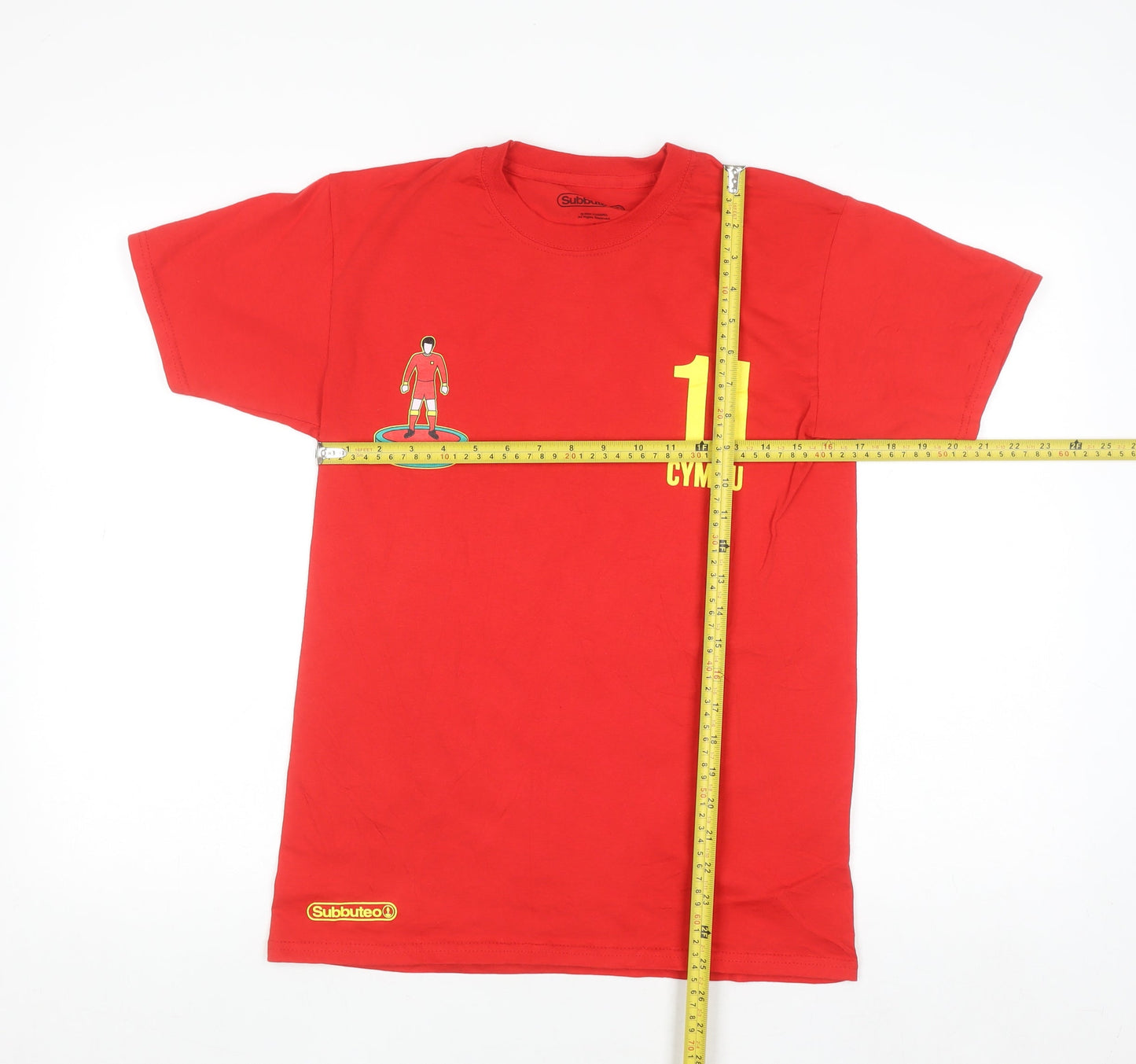 Subbuteo Men's Red Cymru Football Graphic T-Shirt Small Cotton