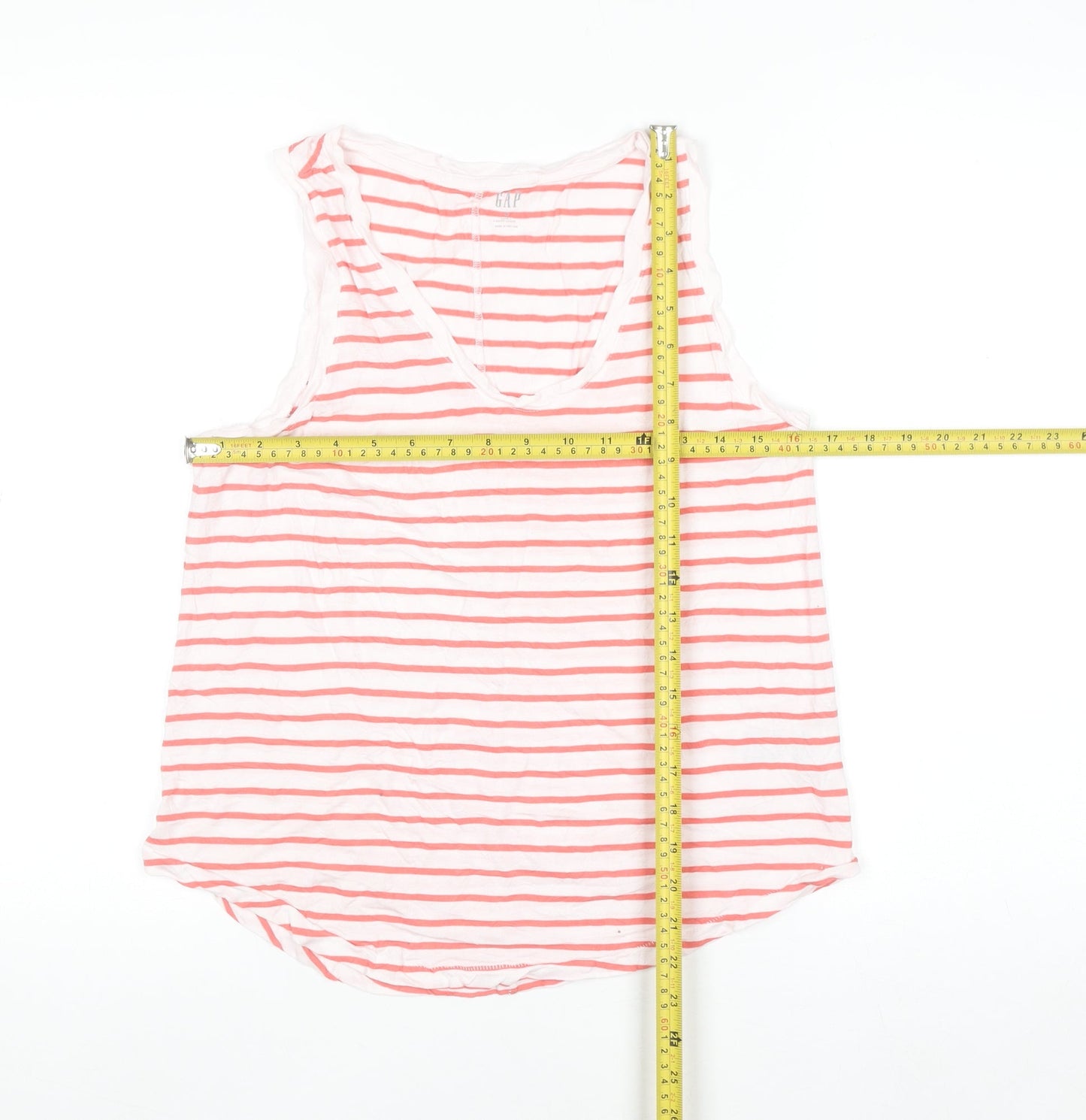GAP Women’s Pink Striped Rayon Tank Top Size M Sleeveless Summer Casual
