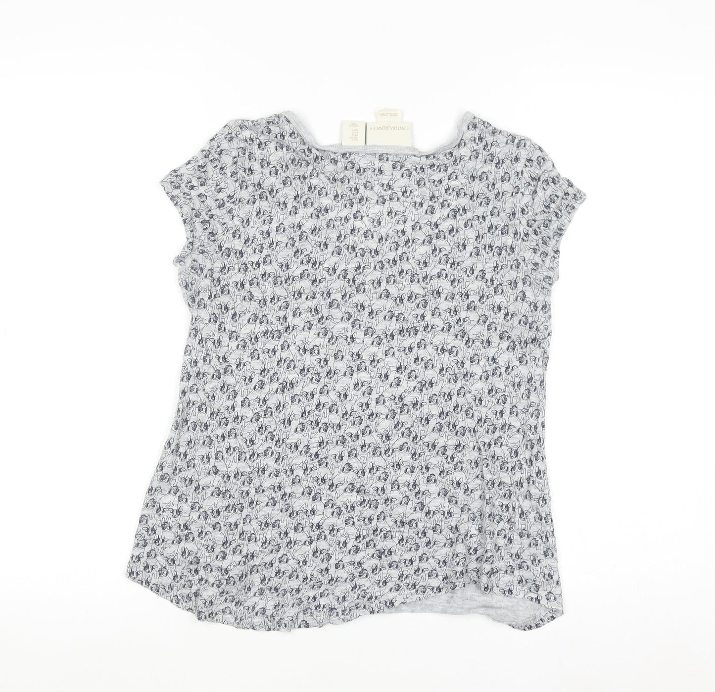 Cynthia Rowley Women's Grey Linen Floral T-Shirt Size S