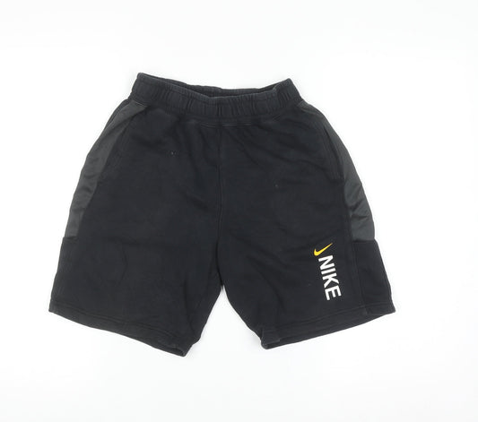 Nike Teens Black L Sweat Shorts with Logo and Elastic Waist