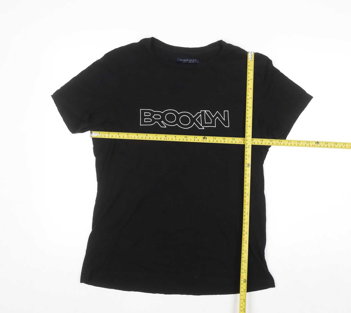 LFTMAN BASIC Men's Black Brooklyn Graphic Cotton T-Shirt Size L